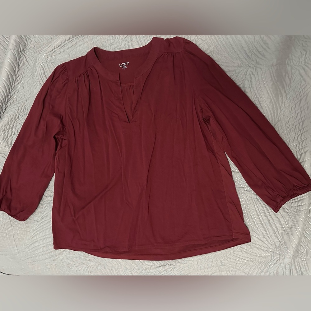 Maroon Loft mixed media top